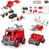 image4in1 Take Apart Toys Truck with Electric Drill DIY Assembly Fire Truck Toy Vehicles Kids STEM Building Educational Cars Toys Birthday Gifts for Age 3 4 5 6 7 8 Years Old Boys GirlsFire Truck