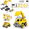 image4in1 Take Apart Toys Truck with Electric Drill DIY Assembly Fire Truck Toy Vehicles Kids STEM Building Educational Cars Toys Birthday Gifts for Age 3 4 5 6 7 8 Years Old Boys GirlsConstruction Truck