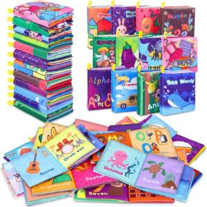 imageBaby Bath Books Nontoxic Fabric Soft Baby Cloth Books Early Education Toys Waterproof Baby Books for Toddler Infants Perfect Shower Toys Kids Bath Toys Birthday Gift Pack of 812PCS