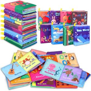 imageBaby Bath Books Nontoxic Fabric Soft Baby Cloth Books Early Education Toys Waterproof Baby Books for Toddler Infants Perfect Shower Toys Kids Bath Toys Birthday Gift Pack of 88pcs