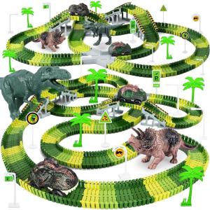 imageTrack Car Toys 269 PCS Racing Tracks Toy Create A Frozen World Race Road Flexible Tracks Playset ampamp 2 PCS Cool Race Cars Toddler Toys Birthday Gifts for Age 3 4 5 6 Year Old Boys GirlsGreen