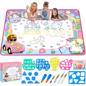imageWater Doodle Mat  Kids Painting Writing Color Doodle Drawing Mat Toy Bring Magic Pens Educational Toys for Age 2 3 4 5 6 7 Year Old Girls Boys Age Toddler GiftPink