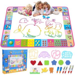 imageWater Doodle Mat  Kids Painting Writing Doodle Toy Board  Color Doodle Drawing Mat Bring Magic Pens Educational Toys for Age 3 4 5 6 7 8 9 10 11 12 Year Old Girls Boys Age Toddler Gift PinkPink