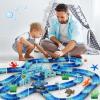 imageTrack Race Car Toys for Kids Create A Ocean World Race Road Flexible Tracks Playset ampamp 2PCS Cool Shark Cars Toddler Toys Birthday Gifts for Age 3 4 5 6 Year Old Boys GirlsBlueshark