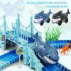 imageTrack Race Car Toys for Kids Create A Ocean World Race Road Flexible Tracks Playset ampamp 2PCS Cool Shark Cars Toddler Toys Birthday Gifts for Age 3 4 5 6 Year Old Boys GirlsBlueshark