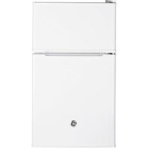 imageGE Mini Fridge With Freezer  31 Cubic Ft  DoubleDoor Design With Glass Shelves Crisper Drawer ampamp Spacious Freezer  Small Refrigerator Perfect for the Garage Dorm Room or Bedroom  Clean SteelWhite