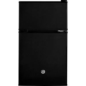 imageGE Mini Fridge With Freezer  31 Cubic Ft  DoubleDoor Design With Glass Shelves Crisper Drawer ampamp Spacious Freezer  Small Refrigerator Perfect for the Garage Dorm Room or Bedroom  Clean SteelBlack