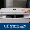 imageGE Portable 3in1 Air Conditioner with Dehumidifier and Fan 9000 BTU Cooling for 250 sq ft rooms Includes Remote Vent Hose and Easy Window Install Kit WiFi ampamp SMART Connected White14 000 BTU With WiFI