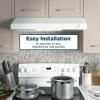 imageGE Under Cabinet Range Hood  30 Inch Kitchen Exhaust Fan with 2 Speeds Cooktop Lighting ampamp Included Filter  Kitchen Essentials for Frequent Cooks  Top or Rear Exhaust Capability  200 CFM  SteelWhite