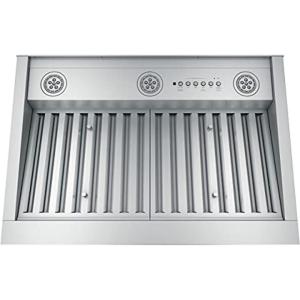 imageGE Custom Range Hood Insert  Designer 20 Inch Kitchen Exhaust Fan with 4 Speeds Dimmable LED Lights  Kitchen Essentials for Frequent Cooks  DishwasherSafe Filter  390 CFM  Stainless Steel30 Inch
