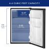 imageGE Mini Fridge With Freezer  44 Cubic Ft  SingleDoor Design With Glass Shelves InDoor Can Rack ampamp Small Freezer  Small Refrigerator Perfect for the Garage Dorm Room or Bedroom  Clean SteelBlack
