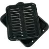 imageGE Appliances Broiler Pan with Rack for Oven NonStick Pan 2 Piece Black Porcelain Coated Carbon Steel Roasting Pan Durable and Dishwasher Safe WB48X10056 Genuine GE OEM Part Large Original VersionPan