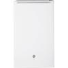 imageGE Mini Fridge With Freezer  44 Cubic Ft  SingleDoor Design With Glass Shelves InDoor Can Rack ampamp Small Freezer  Small Refrigerator Perfect for the Garage Dorm Room or Bedroom  Clean SteelWhite
