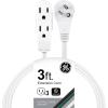 imageGE 3Outlet Flat Extension Cord 8 Ft Grounded Extension Cord with Multiple Outlets 3 Prong Outlet Extender Flat Plug Power Strip Indoor Extension Cord 16 Gauge UL Listed White 50251White