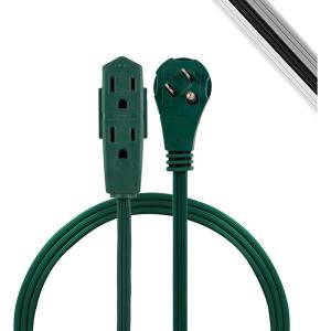 imageGE 3Outlet Flat Extension Cord 8 Ft Grounded Extension Cord with Multiple Outlets 3 Prong Outlet Extender Flat Plug Power Strip Indoor Extension Cord 16 Gauge UL Listed White 50251Green