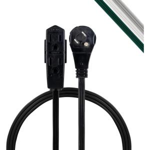 imageGE 3Outlet Flat Extension Cord 8 Ft Grounded Extension Cord with Multiple Outlets 3 Prong Outlet Extender Flat Plug Power Strip Indoor Extension Cord 16 Gauge UL Listed White 50251Black