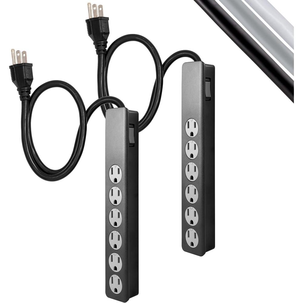 imageGE 6Outlet Surge Protector 4 Ft Extension Cord Power Strip 800 Joules Flat Plug TwisttoClose Safety Covers Protected Indicator Light UL Listed White 33658Black