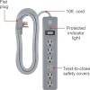 imageGE 6Outlet Surge Protector 10 Ft Extension Cord Power Strip 600 Joules TwisttoClose Safety Covers Protected Indicator Light UL Listed Black 37442Gray