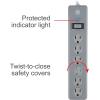 imageGE 6Outlet Surge Protector 10 Ft Extension Cord Power Strip 600 Joules TwisttoClose Safety Covers Protected Indicator Light UL Listed Black 37442Gray