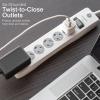 imageGE 6Outlet Surge Protector 15 Ft Extension Cord Power Strip 800 Joules Flat Plug TwisttoClose Safety Covers Protected Indicator Light UL Listed White 50768White
