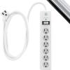 imageGE 6Outlet Surge Protector 15 Ft Extension Cord Power Strip 800 Joules Flat Plug TwisttoClose Safety Covers Protected Indicator Light UL Listed White 50768White