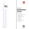 imageGE 6Outlet Surge Protector 4 Ft Extension Cord Power Strip 800 Joules Flat Plug TwisttoClose Safety Covers Protected Indicator Light UL Listed White 33658White