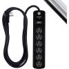 imageGE 6Outlet Surge Protector 4 Ft Extension Cord Power Strip 800 Joules Flat Plug TwisttoClose Safety Covers Protected Indicator Light UL Listed White 33658Black