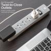 imageGE 6Outlet Surge Protector 4 Ft Extension Cord Power Strip 800 Joules Flat Plug TwisttoClose Safety Covers Protected Indicator Light UL Listed White 33658Gray