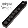 imageGE 6Outlet Surge Protector 4 Ft Extension Cord Power Strip 800 Joules Flat Plug TwisttoClose Safety Covers Protected Indicator Light UL Listed White 33658Black