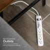 imageGE 6Outlet Surge Protector 4 Ft Extension Cord Power Strip 800 Joules Flat Plug TwisttoClose Safety Covers Protected Indicator Light UL Listed White 33658White