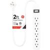 imageGE 6Outlet Surge Protector 4 Ft Extension Cord Power Strip 800 Joules Flat Plug TwisttoClose Safety Covers Protected Indicator Light UL Listed White 33658White