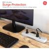 imageGE 6Outlet Surge Protector 4 Ft Extension Cord Power Strip 800 Joules Flat Plug TwisttoClose Safety Covers Protected Indicator Light UL Listed White 33658Gray