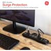 imageGE 6Outlet Surge Protector 4 Ft Extension Cord Power Strip 800 Joules Flat Plug TwisttoClose Safety Covers Protected Indicator Light UL Listed White 33658Black