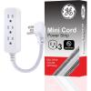 imageGE 3Outlet Power Strip Extension Cord with Multiple Outlets 6 Inch Braided Short Cord Extension Cord Grounded Flat Plug Extension Cord UL Listed White 45190White