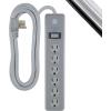 imageGE 6Outlet Surge Protector 10 Ft Extension Cord Power Strip 600 Joules TwisttoClose Safety Covers Protected Indicator Light UL Listed Black 37442Gray