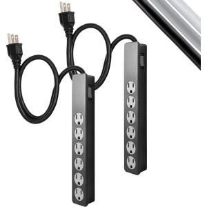 imageGE 6Outlet Surge Protector 4 Ft Extension Cord Power Strip 800 Joules Flat Plug TwisttoClose Safety Covers Protected Indicator Light UL Listed White 33658Black