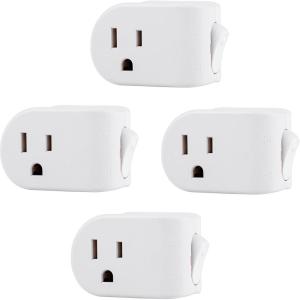 imageGE Grounded Power Switch Outlet Extender 3Prong Easy to Install for Indoor Lights and Small Appliances Energy Efficient Adapter Space Saving Design UL Listed White 255114 Pack