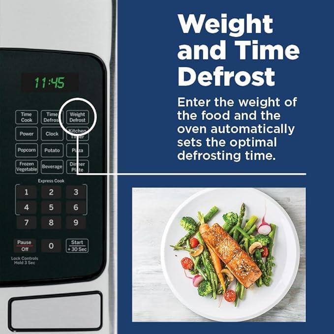 imageGE Countertop Microwave Oven 1200watt Capacity 20 Cubic Ft 8 Auto Setting Cooking Settings ChildLock Technology Kitchen Essentials for the Countertop Dorm Room or Apartment Satinless SteelStainless Steel