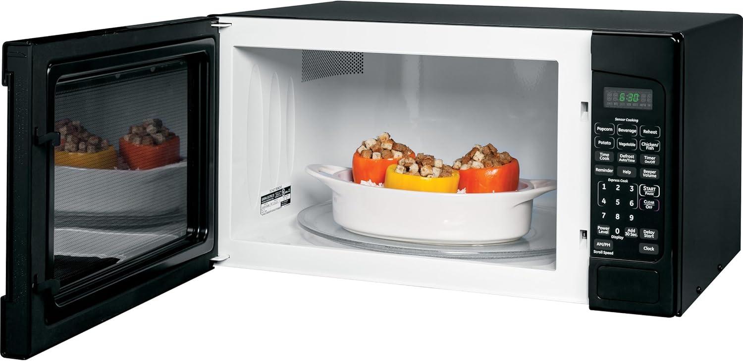 imageGE Countertop Microwave Oven 1200watt Capacity 20 Cubic Ft 8 Auto Setting Cooking Settings ChildLock Technology Kitchen Essentials for the Countertop Dorm Room or Apartment Satinless SteelBlack