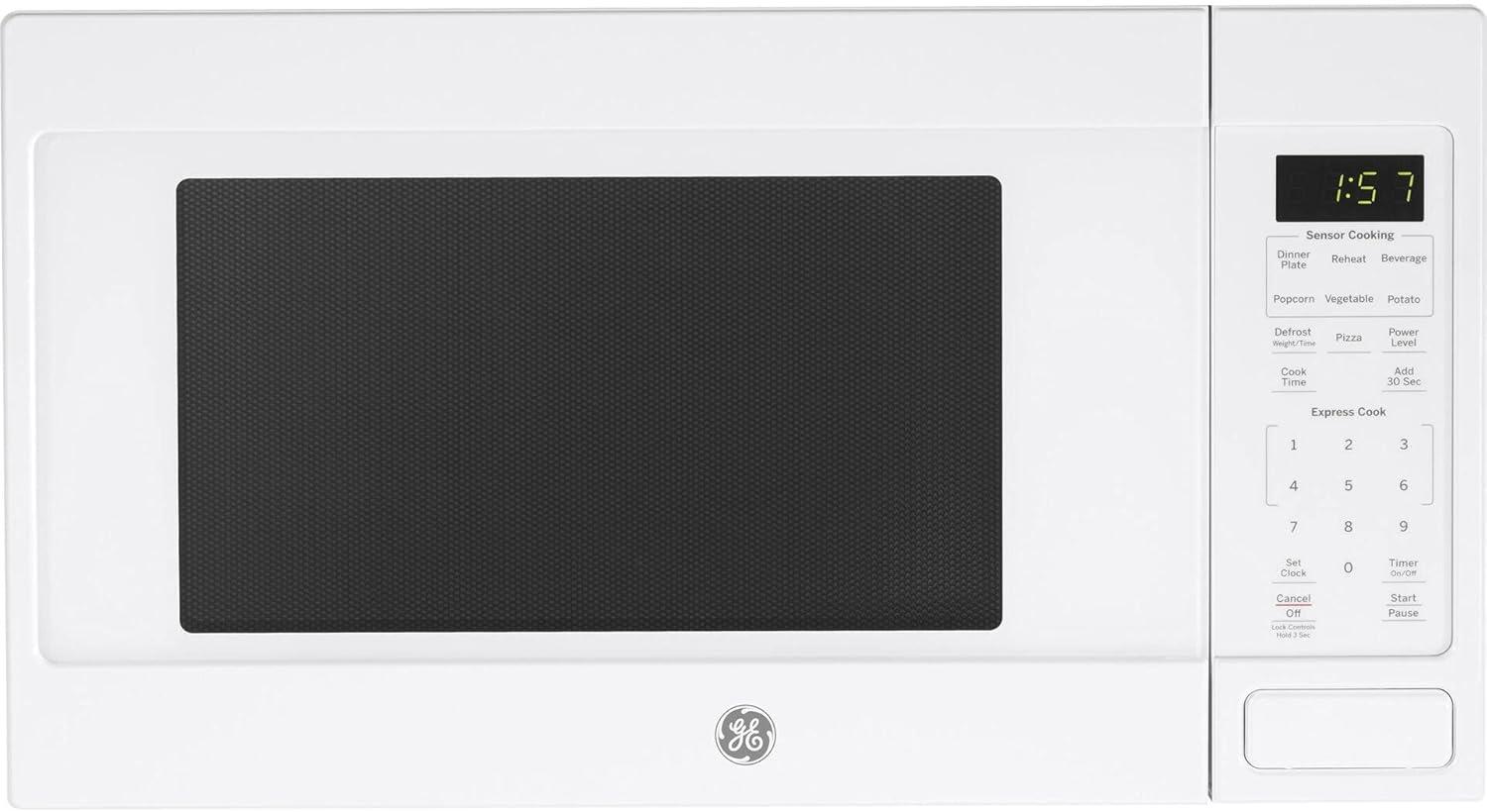 imageGE GCST16S1WWW Microwave Oven 1150watt Capacity Cubic 8 Auto Cooking Settings Kitchen Essentials for the Countertop Dorm Room or Apartment White ChildLock Technology 16 Cu FtWhite