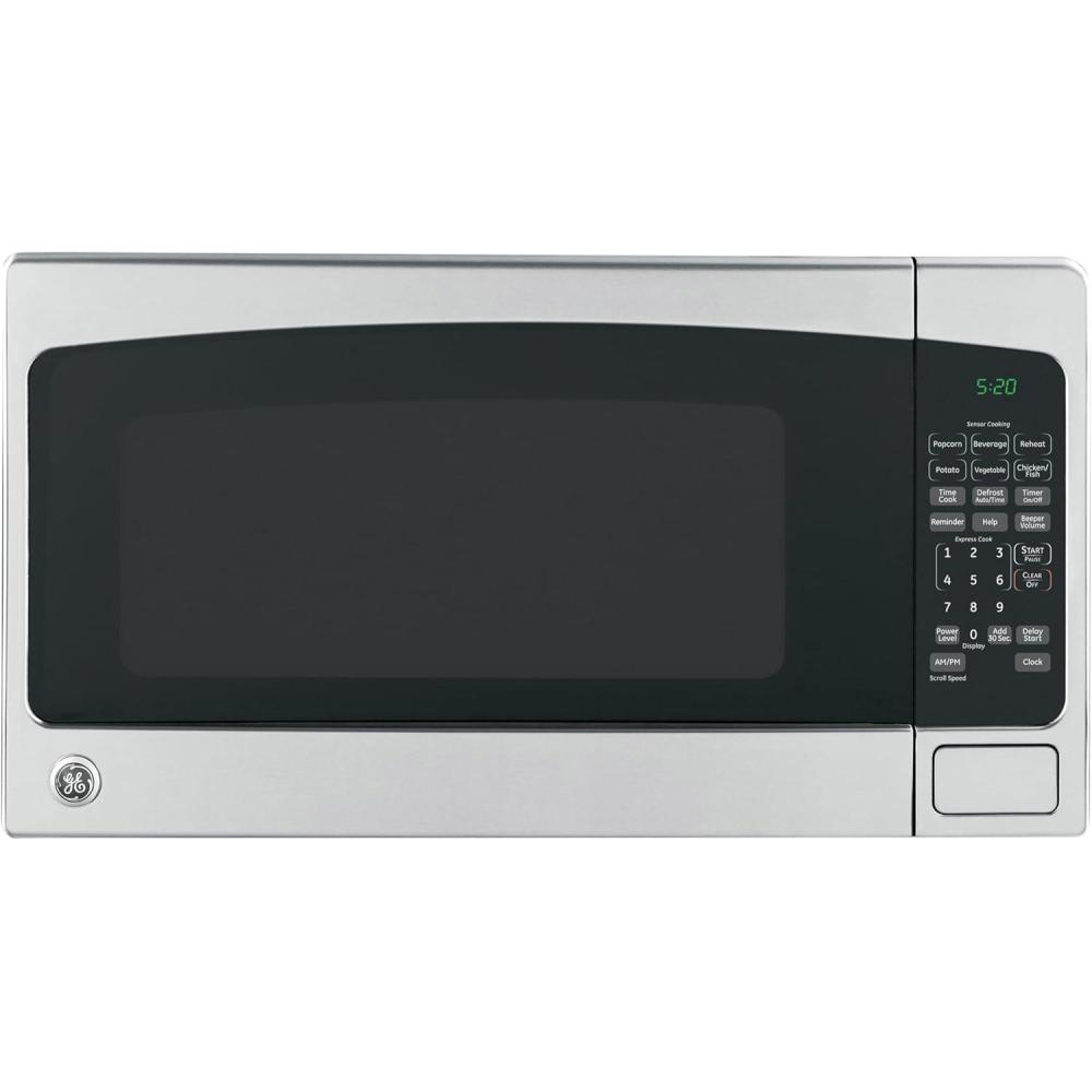 imageGE Countertop Microwave Oven 1200watt Capacity 20 Cubic Ft 8 Auto Setting Cooking Settings ChildLock Technology Kitchen Essentials for the Countertop Dorm Room or Apartment Satinless SteelStainless Steel