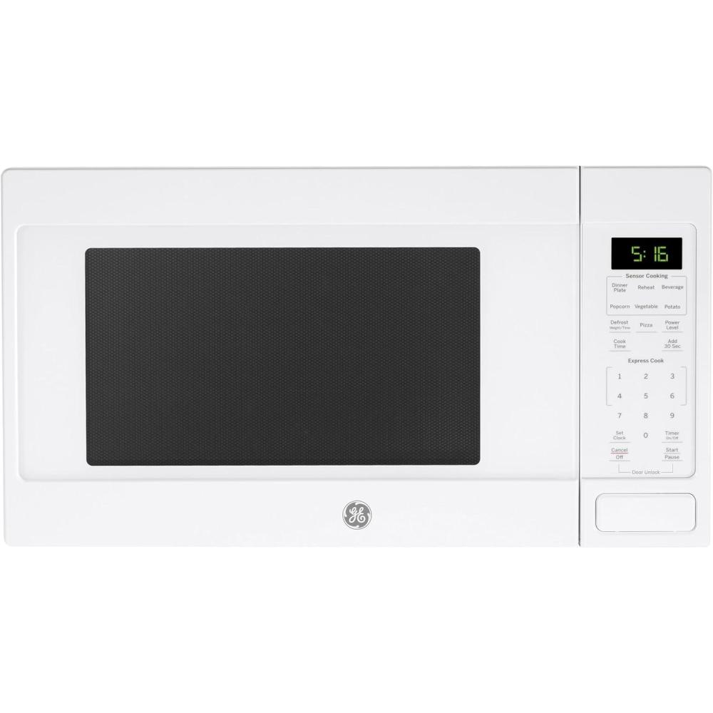 imageGE GCST16S1WWW Microwave Oven 1150watt Capacity Cubic 8 Auto Cooking Settings Kitchen Essentials for the Countertop Dorm Room or Apartment White ChildLock Technology 16 Cu FtWhite