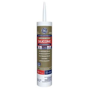 imageGE Advanced Silicone Caulk for Kitchen ampamp Bathroom  100 Waterproof Silicone Sealant 5X Stronger Adhesion Shrink ampamp Crack Proof  10 oz Cartridge White Pack of 1White