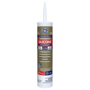 imageGE Advanced Silicone Caulk for Kitchen ampamp Bathroom  100 Waterproof Silicone Sealant 5X Stronger Adhesion Shrink ampamp Crack Proof  10 oz Cartridge White Pack of 1Clear