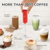 imagePowerful Milk Frother Wand  Mini ampamp Mighty Handheld Drink Mixer  Portable Coffee Frother For Latte Cappuccino Matcha Hot Chocolate Creamer  PinkCardinal Red