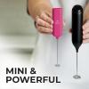 imagePowerful Milk Frother Wand  Mini ampamp Mighty Handheld Drink Mixer  Portable Coffee Frother For Latte Cappuccino Matcha Hot Chocolate Creamer  PinkDragon Fruit Fuchsia