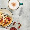 imagePowerful Milk Frother Wand  Mini ampamp Mighty Handheld Drink Mixer  Portable Coffee Frother For Latte Cappuccino Matcha Hot Chocolate Creamer  PinkGray