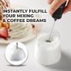 imagePowerful Milk Frother Wand  Mini ampamp Mighty Handheld Drink Mixer  Portable Coffee Frother For Latte Cappuccino Matcha Hot Chocolate Creamer  PinkJet Black Marble