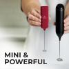 imagePowerful Milk Frother Wand  Mini ampamp Mighty Handheld Drink Mixer  Portable Coffee Frother For Latte Cappuccino Matcha Hot Chocolate Creamer  PinkRaspberry Pink