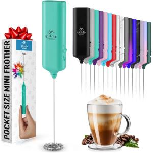 imagePowerful Milk Frother Wand  Mini ampamp Mighty Handheld Drink Mixer  Portable Coffee Frother For Latte Cappuccino Matcha Hot Chocolate Creamer  PinkAqua